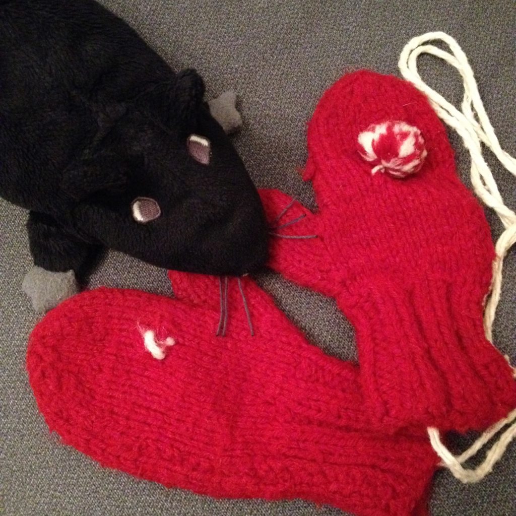 Zeke with red mittens